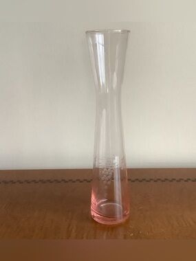 Elegant Blush Pink Glass Vase with Etched Grape Design